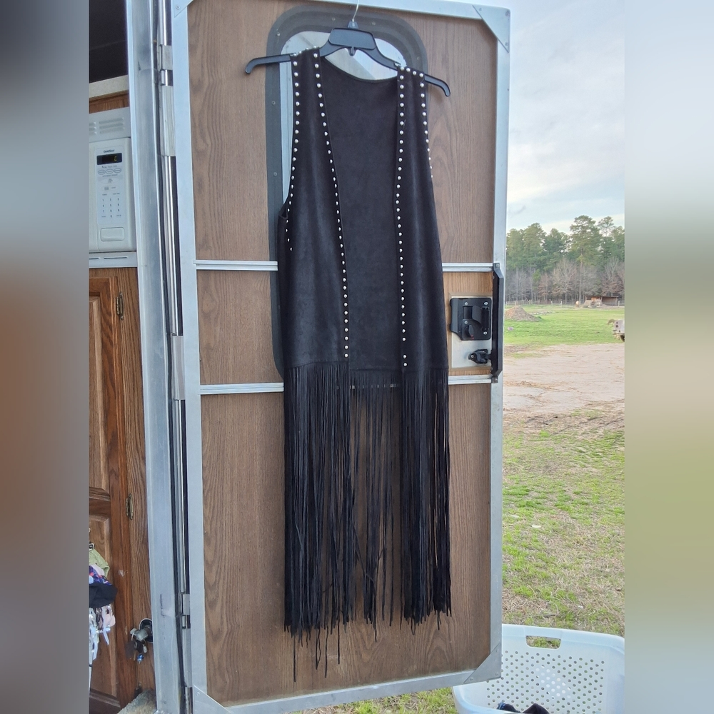 Crazy Train faux leather vest with tassels